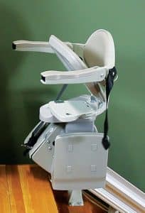 unfolded stair lift top of staircase