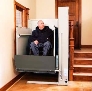 man using indoor vertical residential platform