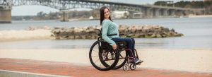 woman on manual wheelchair