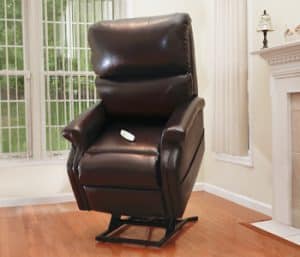 Brown power recliner in living room